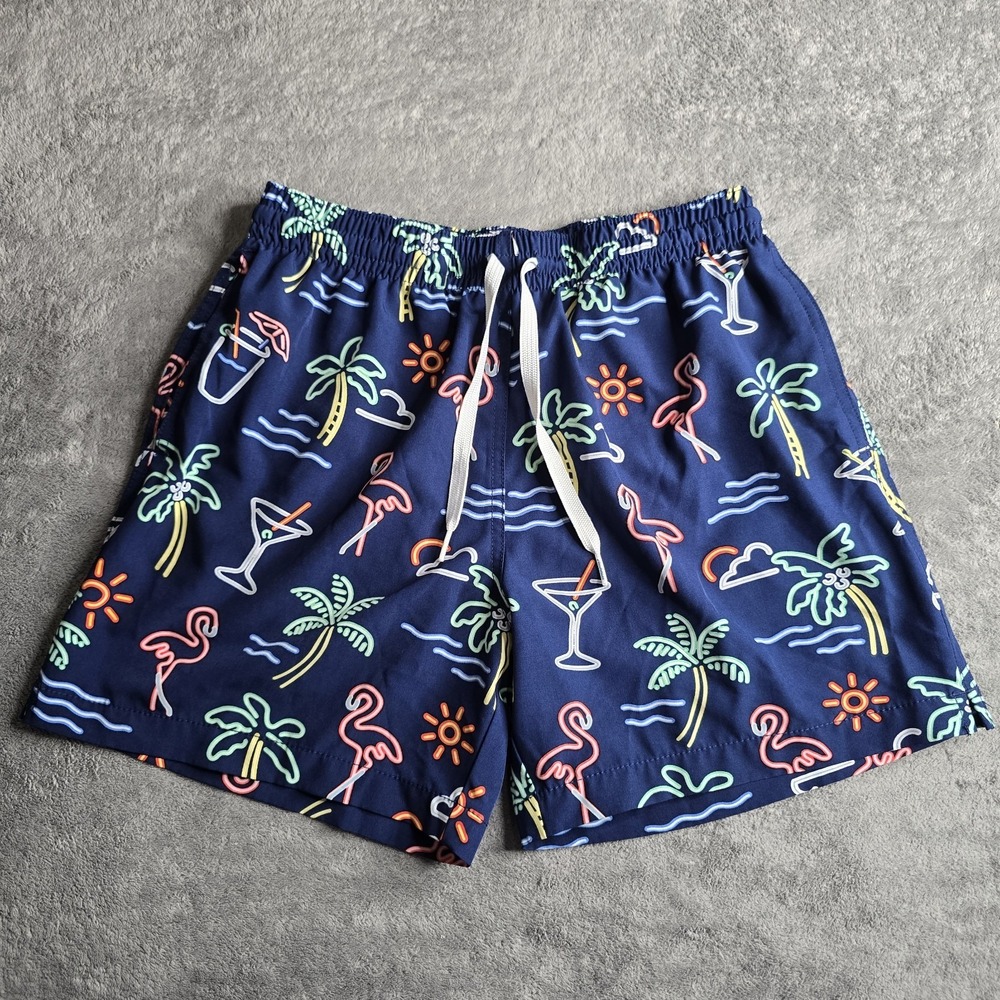 Chubbies Swim Trunks Mens Small The Neon Lights 5" Lined Cocktail Flamingo Beach